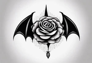 Bat with rose gothic style for arms tattoo idea