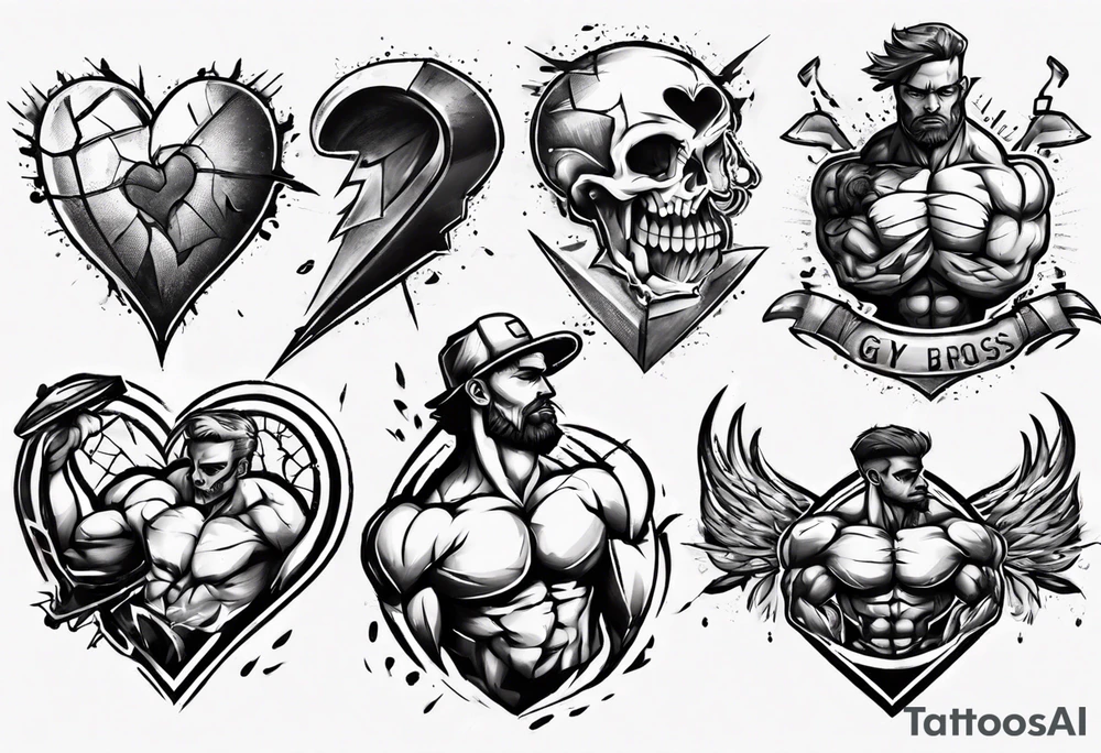 Broken-hearted gym bros tattoo idea