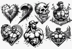 Broken-hearted gym bros tattoo idea