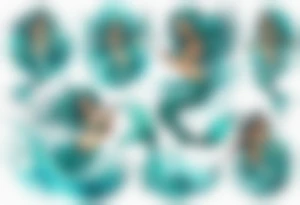 a turquoise mermaid swimming in the sea surrounded by crashing waves tattoo idea
