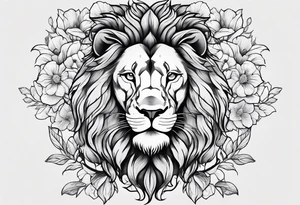 Lion, Blossom, Noble tattoo idea