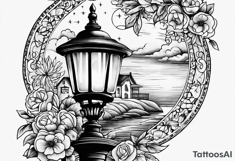 Street lamp whole thing no background tattoo idea