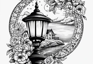 Street lamp whole thing no background tattoo idea