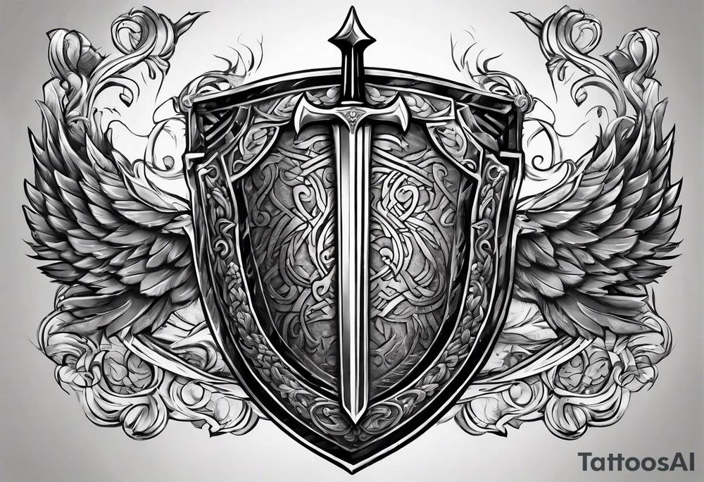 Valhalla sword shield banner tattoo idea