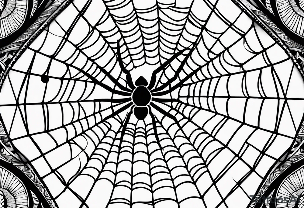 symmetrical spider web with 4 rows tattoo idea