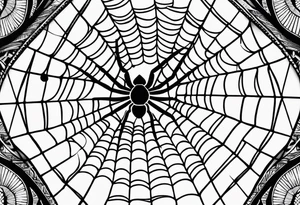 symmetrical spider web with 4 rows tattoo idea