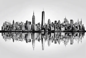 NYC skyline on the left and the right with the island of cuba in  the middle tattoo idea