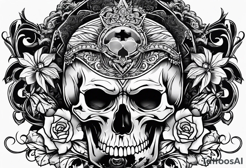 blackout stile with skull tattoo idea