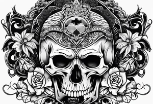 blackout stile with skull tattoo idea