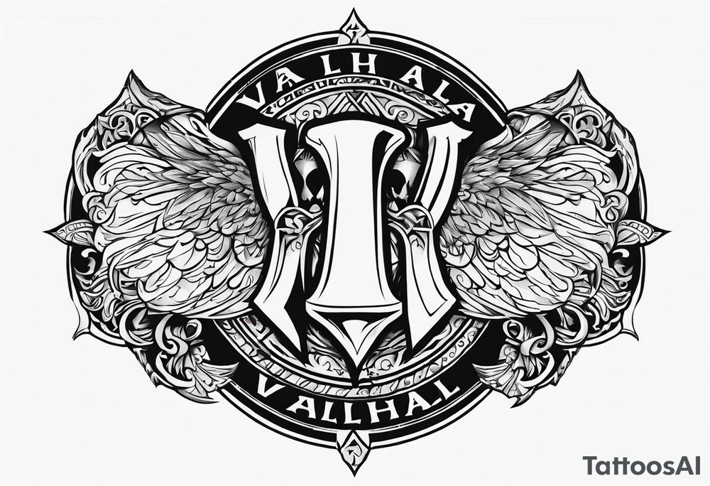Valhalla round shield 
 cloud axe tattoo idea