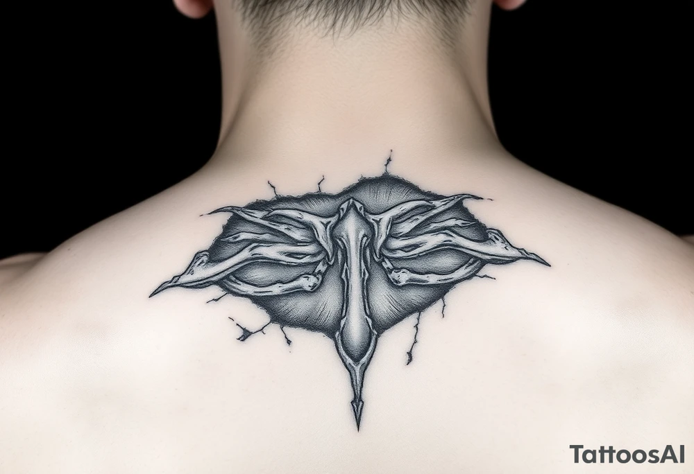 Forearm bones thru ripped skin tattoo idea