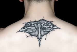 Forearm bones thru ripped skin tattoo idea