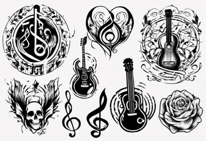 music stave hearth tattoo idea