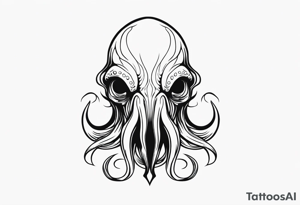 cthulu head minimal black tattoo idea
