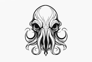 cthulu head minimal black tattoo idea