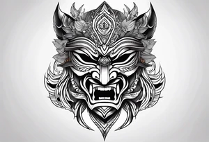 Hanya mask, masculine, aggressive tattoo idea