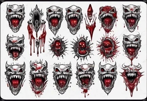 Sharp teeth
Pattern 
Horror
Blood tattoo idea