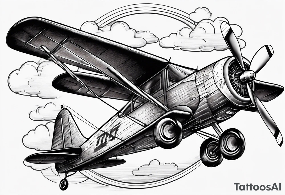 sketch of adventure plane in perspective from the bottom tattoo idea