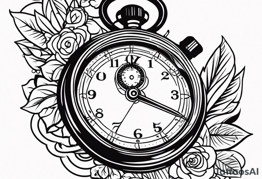 Stopwatch hanging from  a sword tattoo idea