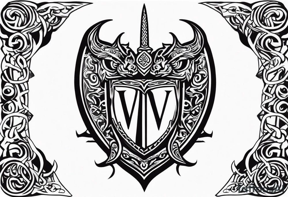 Valhalla sword shield viking ship dragon head tattoo idea Valhalla sword shield viking ship dragon head tattoo idea