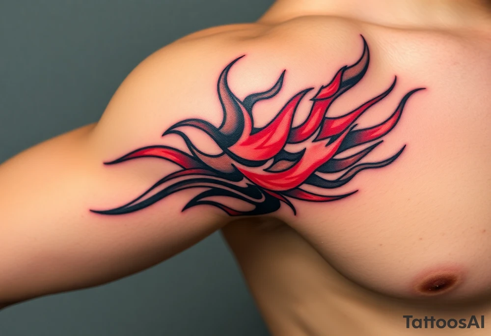 huge and large powerfull flames tattoo idea
