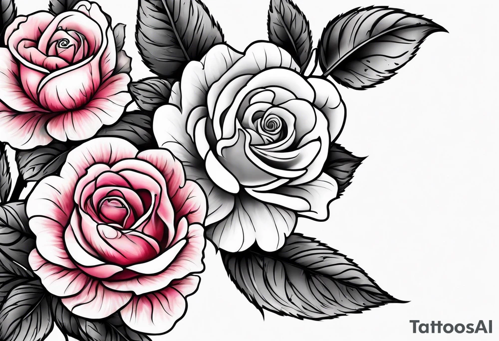 Cherry tree with colored roses tattoo idea