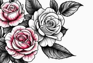 Cherry tree with colored roses tattoo idea
