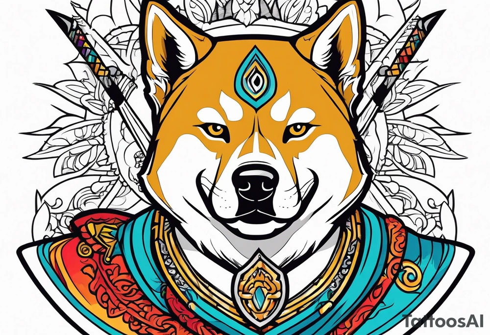 Shiba inu warrior tattoo idea