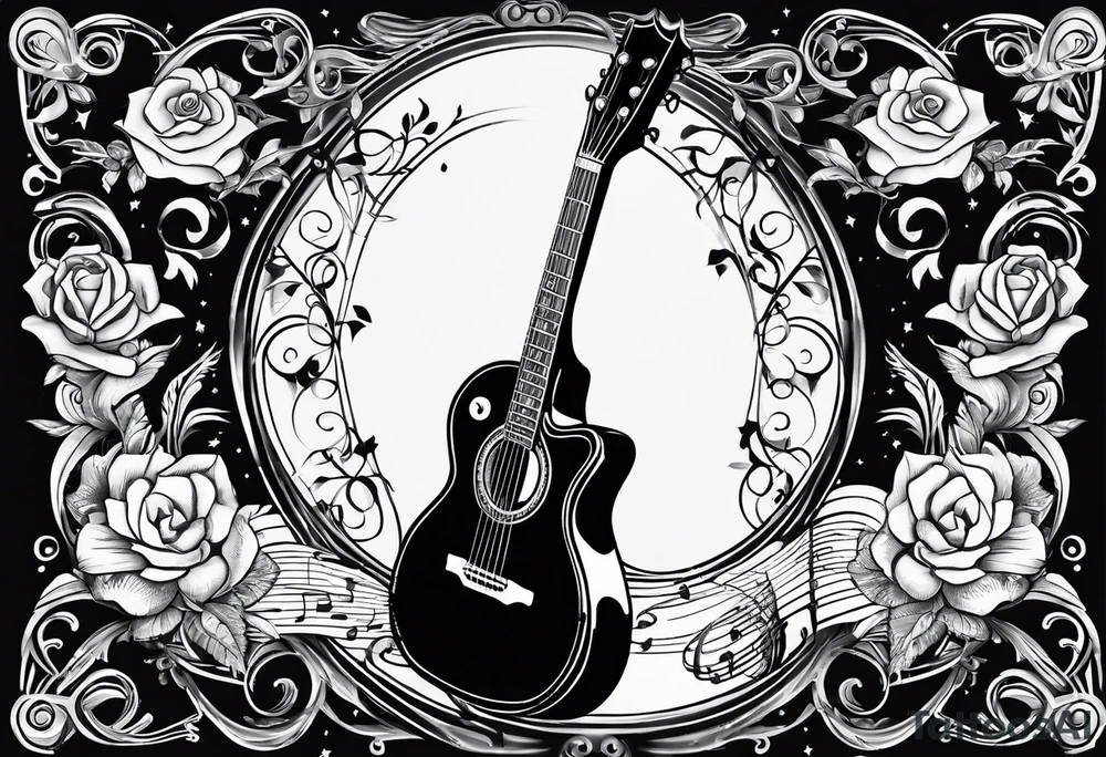 Music with guitar and piano and vocals tattoo idea