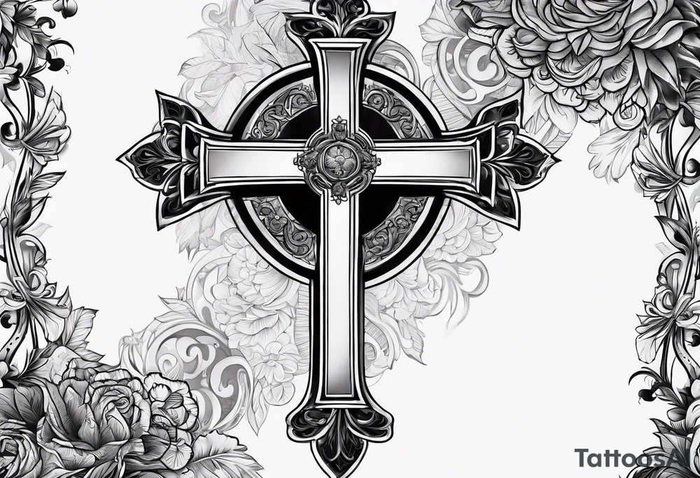 Black cross with trust tattoo idea