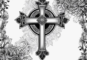 Black cross with trust tattoo idea