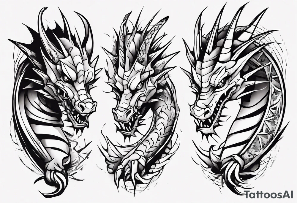 Dragon wrapping around arm with spikes tattoo idea