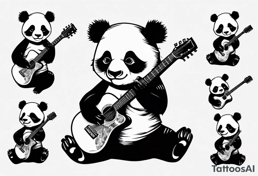 Punk Rock Panda playing guitar tattoo idea