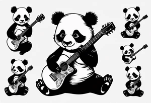 Punk Rock Panda playing guitar tattoo idea