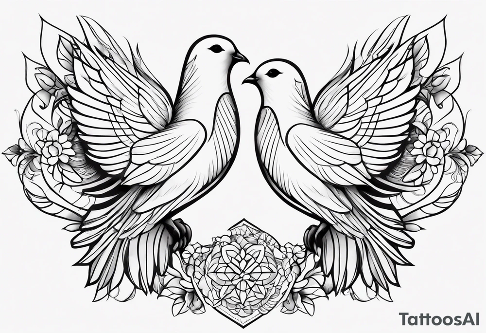 Two doves with the dates 11/05/2009 and 12/08/2024 tattoo idea Two doves with the dates 11/05/2009 and 12/08/2024 tattoo idea