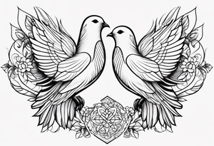 Two doves with the dates 11/05/2009 and 12/08/2024 tattoo idea