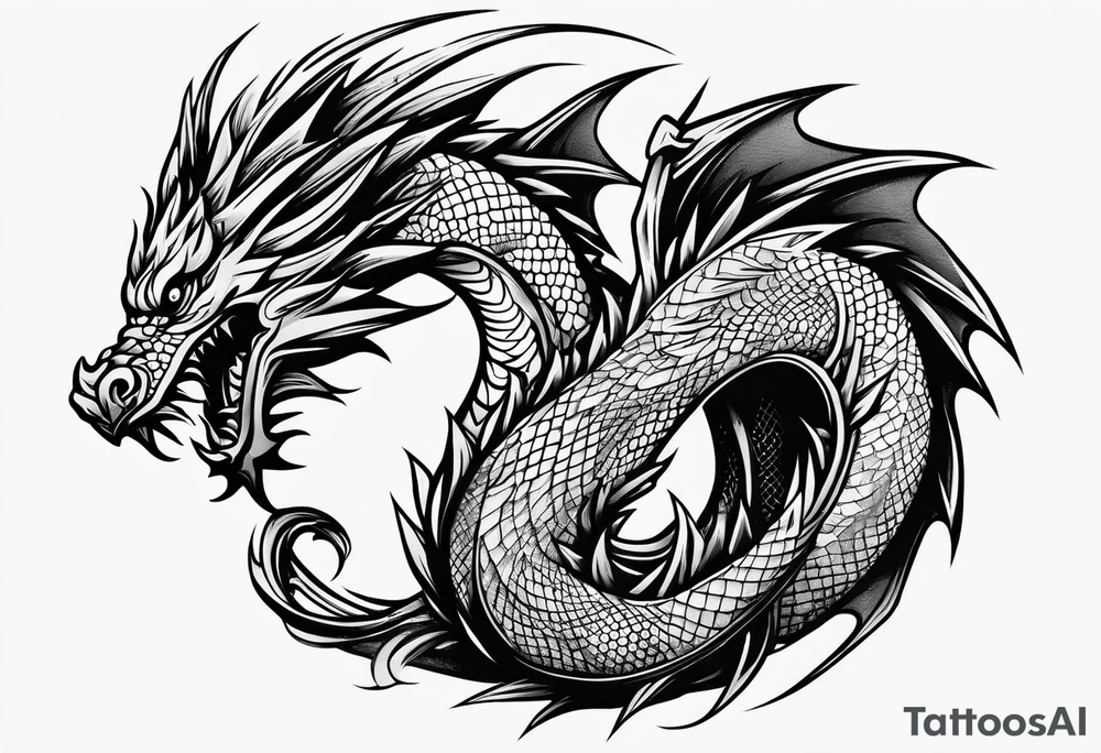 whole dragon minimalism tattoo idea