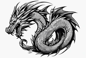 whole dragon minimalism tattoo idea