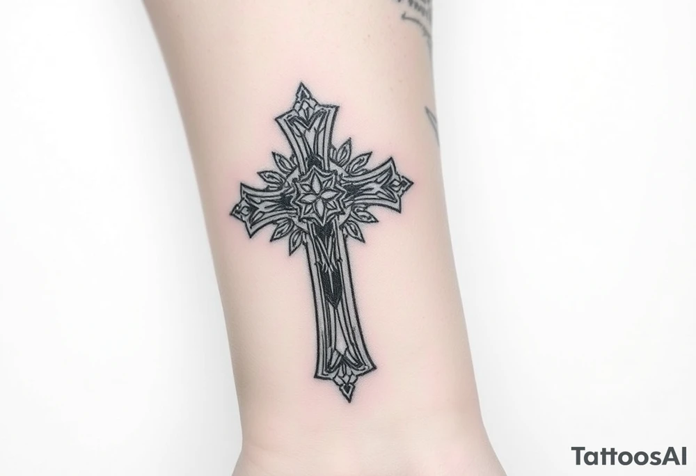 cross with jewels tattoo idea