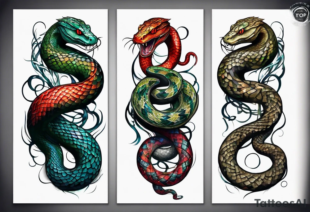 Snakes as chains tattoo idea