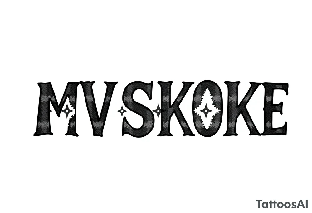 The word “MVSKOKE” shaded with Pendleton print tattoo idea