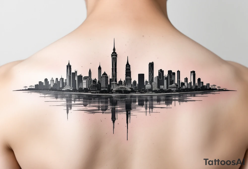 shanghai city landscape tattoo idea