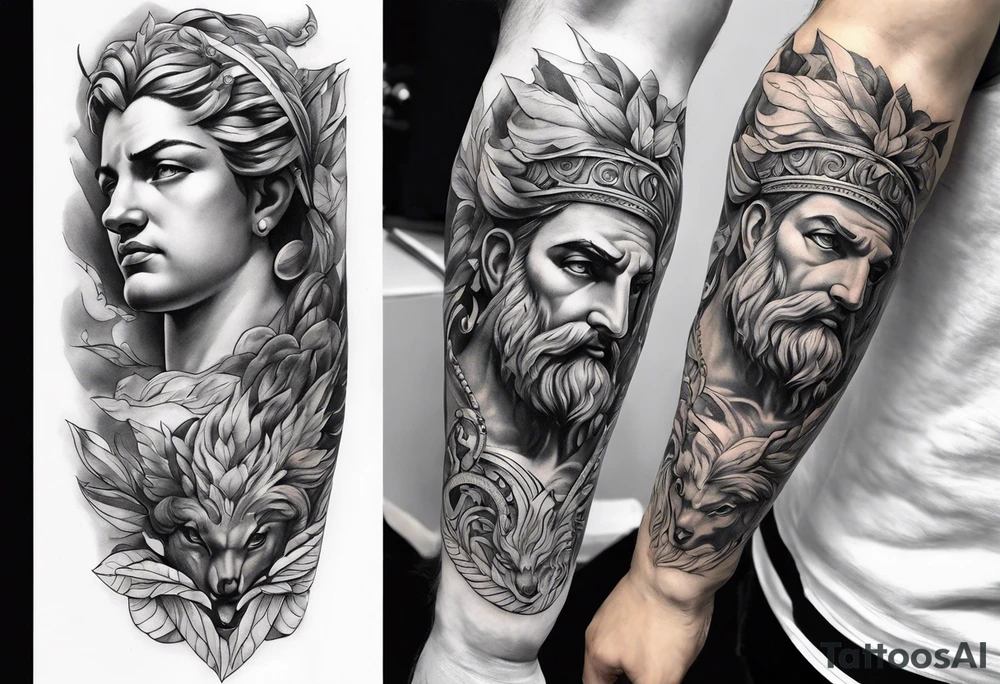 Greek gods sleeve tattoo idea
