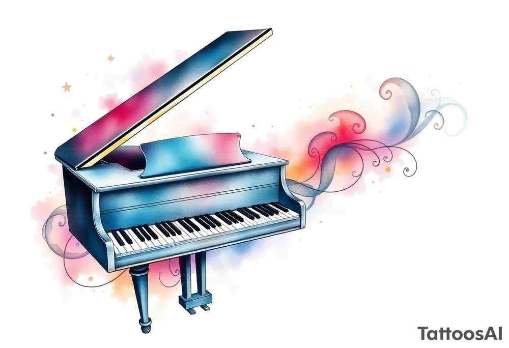 dreamy piano under the stars tattoo idea
