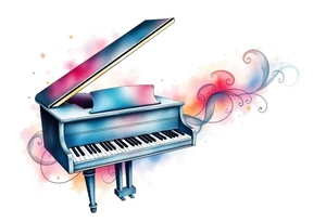 dreamy piano under the stars tattoo idea
