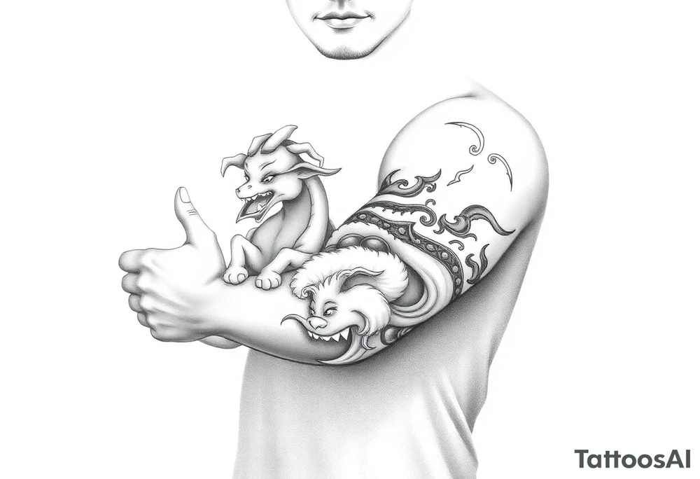 Give  me a Asian tatto that is very big for the for arm make it a cultural thing for my arm tattoo idea