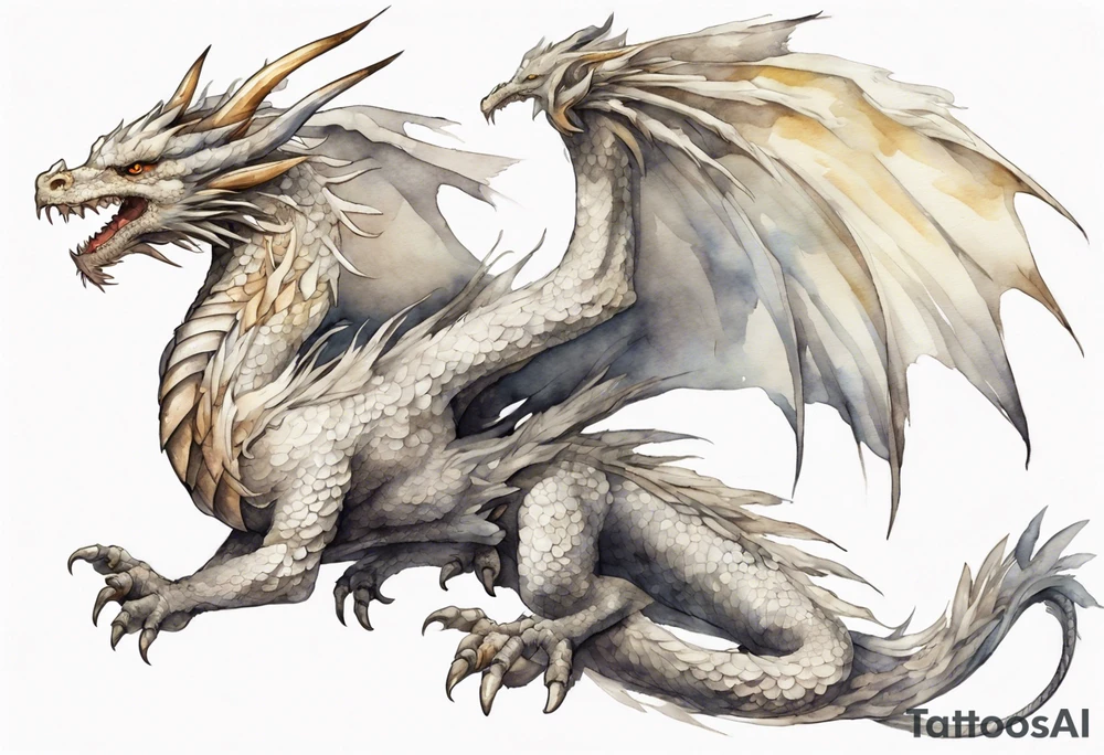 a white feathered dragon wearing an iron crown tattoo idea