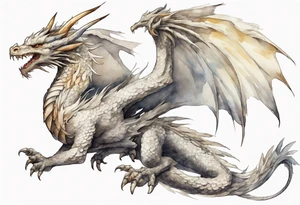 a white feathered dragon wearing an iron crown tattoo idea