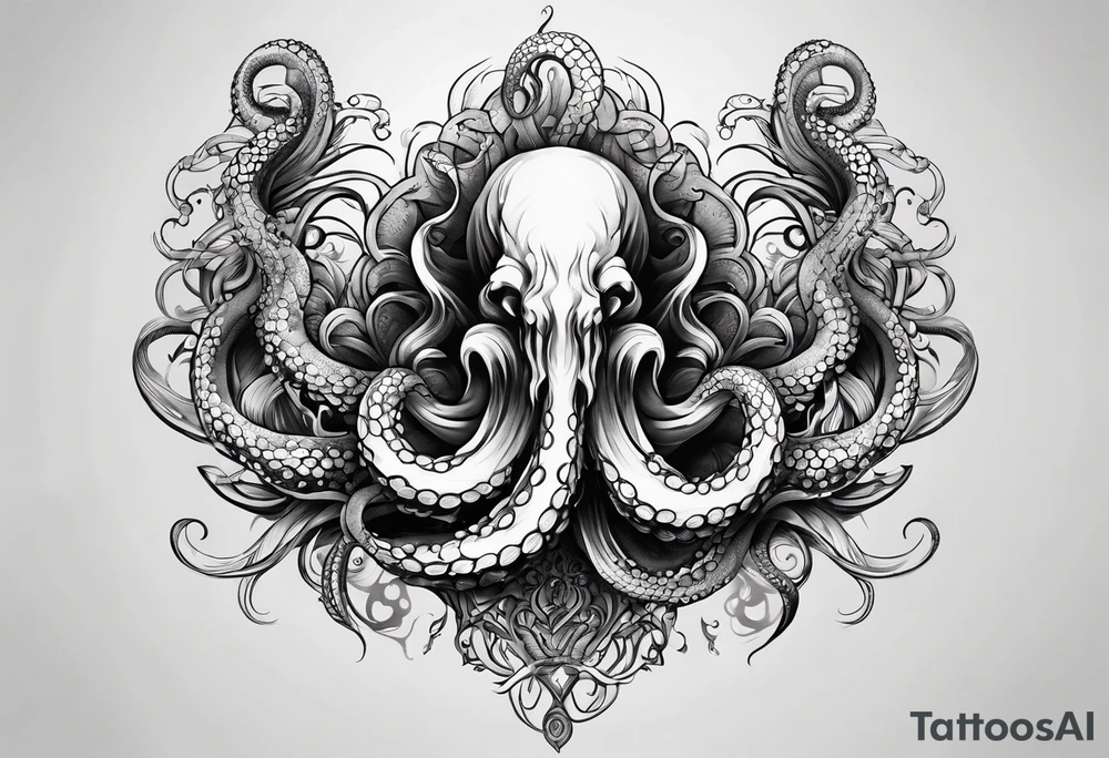 three outstretched tentacle tattoo idea