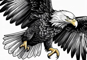 Bald eagle soaring straight with wings out, no legs showing tattoo idea